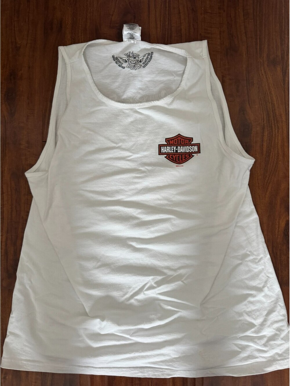 Harley Davidson White Sleeveless T-Shirt SZ XL Motorcycle Biker Surf City 2013